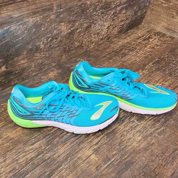 Brooks Pure Cadence Running Shoes Blue Turquoise and Lime Green Sneakers - Picture 1 of 9